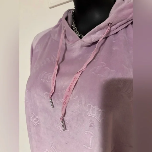 RARE XL Juicy Couture pink suit cropped hoodie joggers pajamas sweatsuit baggy - Picture 5 of 13